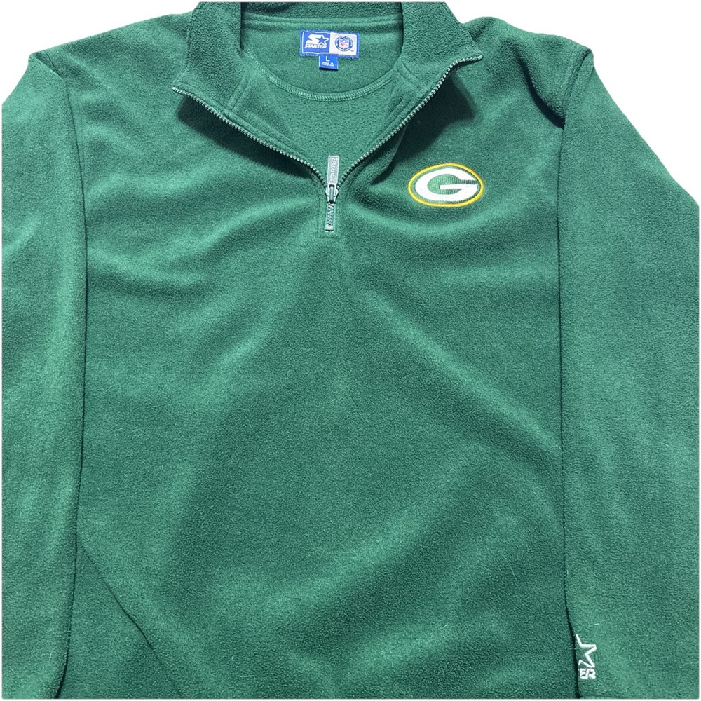Vintage Starter Green Bay Packers NFL Fleece Quarter-zip Sweatshirt L 90s Logo